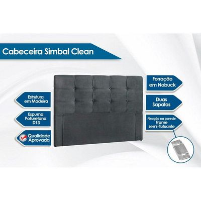 Cabeceira Cama Box Estofada Clean Plus Casal - Suede Negro - Simbal