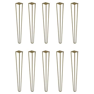 Kit 10 Pés De Metal 60 Cm Mesa De Canto Aparador Dourado