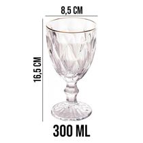 Taça De Vidro Com Borda Dourada Diamond Cor Transparente água 300ml Class Home