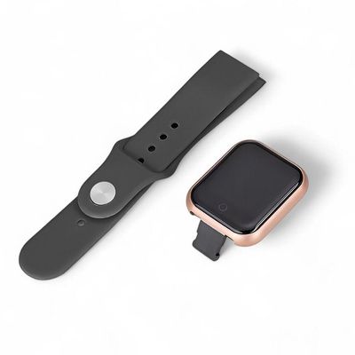 Smartwatch Digital D20/y68 Dourado Pulseira Preta Monitor De Passos E Frequência Cardíaca