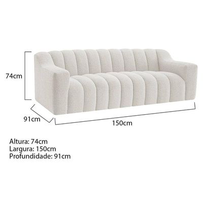 Sofá 2 Lugares Luxo Recepção Escritorio Sala Elegance 150cm Bouclé Branco