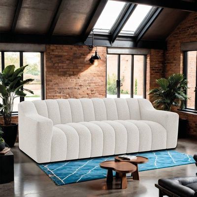 Sofá 2 Lugares Luxo Recepção Escritorio Sala Elegance 150cm Bouclé Branco