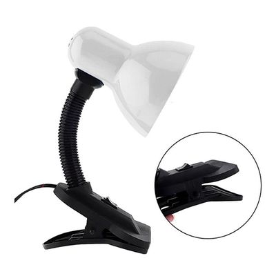 Luminária De Mesa Com Presilha Articulada Branca Entrada E27 Bivolt Para Escritório