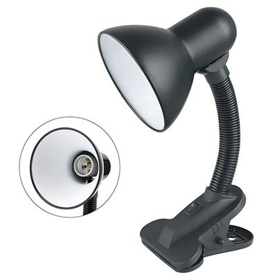 Luminária De Mesa Com Presilha Articulada Preta Entrada E27 Bivolt Para Escritório