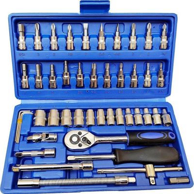 Kit Chaves Jogo Catraca Reversível Soquetes 46 Peças