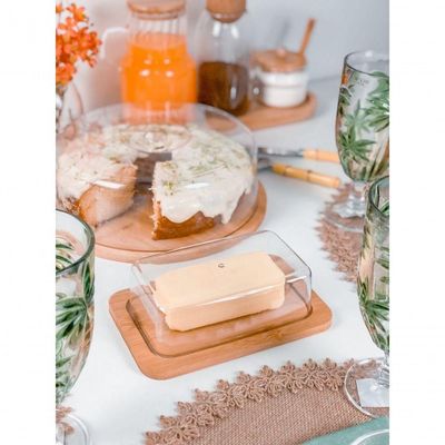 Kit Boleira + Manteigueira + Porta Frios Bambu