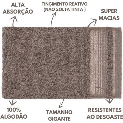 Jogo De Toalhas Luxury Soft Beka Banho + Rosto + 1 Piso Luxo Cinza