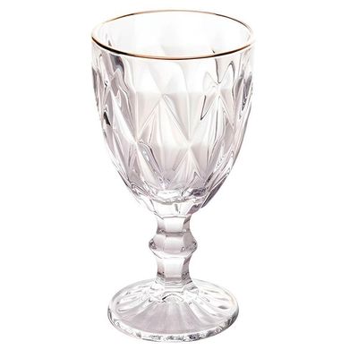 Jogo 8 Taças De Vidro Com Borda Dourada Diamond Cor Transparente água 300ml Class Home