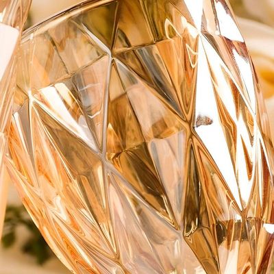 Jogo 8 Taças De Vidro Diamond Diamante âmbar Metalizado 300ml água Class Home