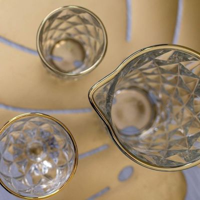 Jogo 2 Taças De Vidro Com Borda Dourada Diamond Cor Transparente água 300ml Class Home