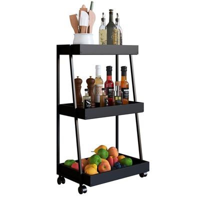 Carrinho Organizador Multiuso 03 Prateleiras P1032 Preto Pp Milani Store Preto