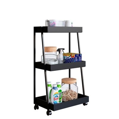 Carrinho Organizador Multiuso 03 Prateleiras P1032 Preto Pp Milani Store Preto