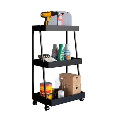 Carrinho Organizador Multiuso 03 Prateleiras P1032 Preto Pp Milani Store Preto