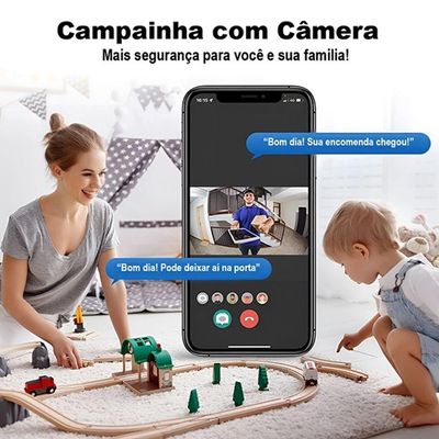 Campainha Wi-fi Inteligente Com Interfone Câmera De Vídeo E Visão Noturna Conexão Por App