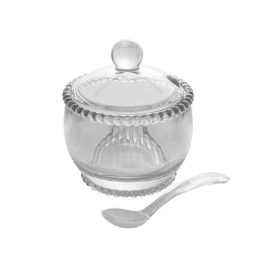 Açucareiro Cristal Com Colher Pearl 10 Cm X 8 Cm X 7 Cm Wolff Transparente