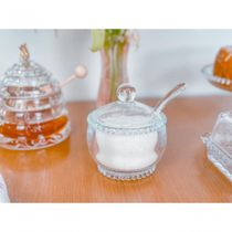Açucareiro Cristal Com Colher Pearl 10 Cm X 8 Cm X 7 Cm Wolff Transparente