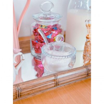 Açucareiro Cristal Com Colher Pearl 10 Cm X 8 Cm X 7 Cm Wolff Transparente