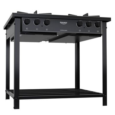 Fogão Industrial 4Bcs Preto Com Tripla Chama Dako Couraçado