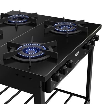 Fogão Industrial 4Bcs Preto Com Tripla Chama Dako Couraçado