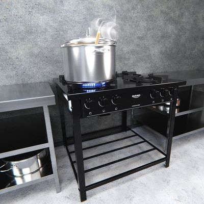 Fogão Industrial 4Bcs Preto Com Tripla Chama Dako Couraçado