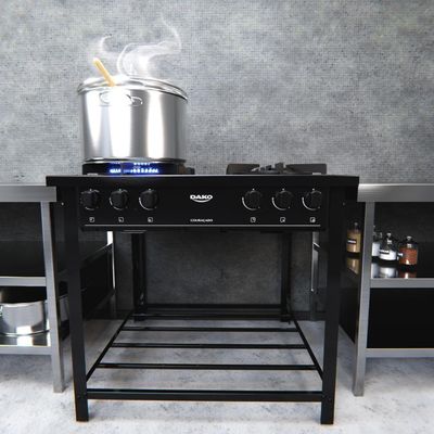 Fogão Industrial 4Bcs Preto Com Tripla Chama Dako Couraçado