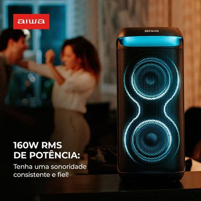 Caixa de Som PartyBox AIWA PB-08 Bluetooth 8H RGB USB TWS Preto BIV
