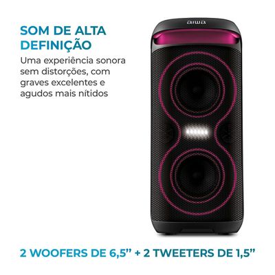 Caixa de Som PartyBox AIWA PB-08 Bluetooth 8H RGB USB TWS Preto BIV