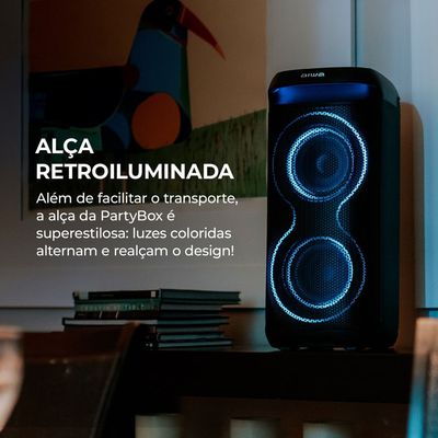 Caixa de Som PartyBox AIWA PB-08 Bluetooth 8H RGB USB TWS Preto BIV