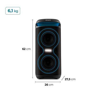Caixa de Som PartyBox AIWA PB-08 Bluetooth 8H RGB USB TWS Preto BIV