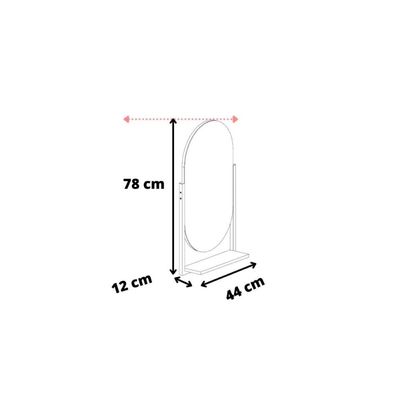 Espelho de Quarto Solteiro Oval Ori c/ Prateleira Metalica 41X87cm Titanium - MGM