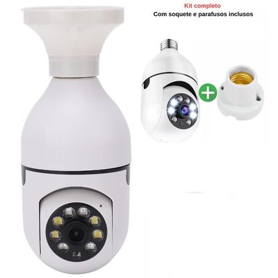 Camera Ip Segurança Tipo Lâmpada Giratoria Wifi Vigilância HD 1080p