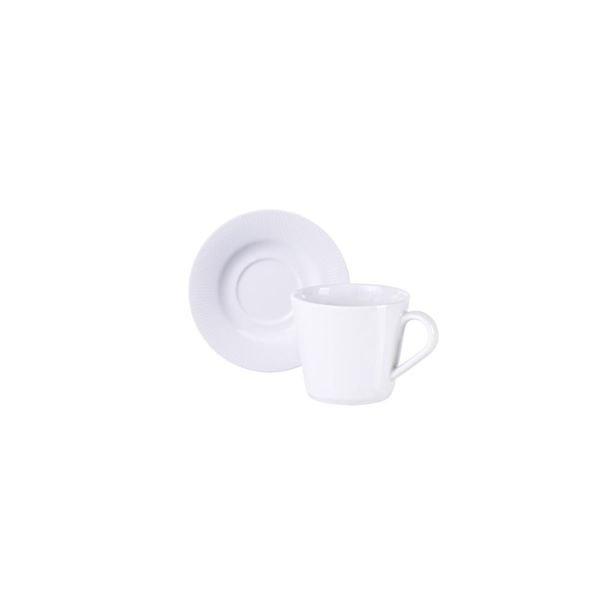 Conjunto Xícara e Pires de Chá Tramontina Mesh em Porcelana Decorada, 185 ml 2 Peças