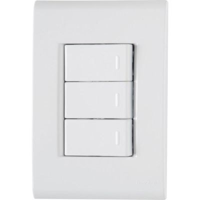 Conjunto 4x2 com 3 Interruptores Simples Tramontina Liz 10 A 250 V Branco