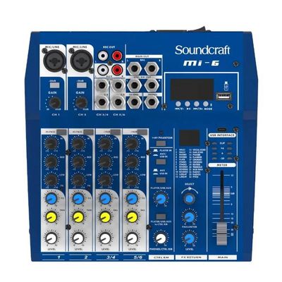Mixer Analogico Soundcraft MI-6 6 Canais Bluetooth e USB