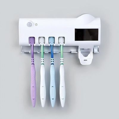 Suporte Dipenser Com Esterilizador Uv Porta Escova E Pasta De Dentes