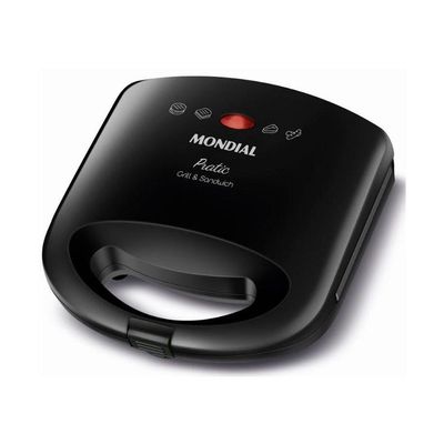 Sanduicheira Grill Sn01 Pratic 2 Em 1 750w De Potência Mondial Preto 220v 220V