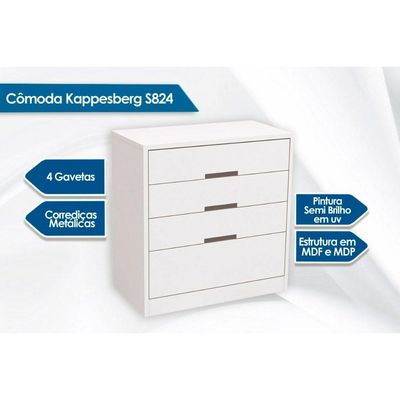 Guarda Roupa 2 Peças (1GuardaRoupa+1Cômoda) QC111 Branco (QC12) - Kappesberg