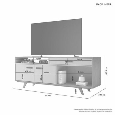 Rack Para Tv Até 65 Polegadas Impar Jcm Movelaria Cinamomo/Off White