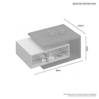 Mesa De Centro Diva Jcm Móveis Cinamomo/Off White