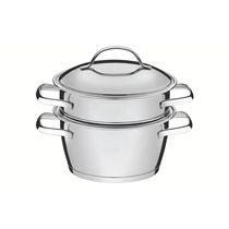 Cuscuzeira Allegra Inox Com Fundo Triplo 2 Peças Tramontina