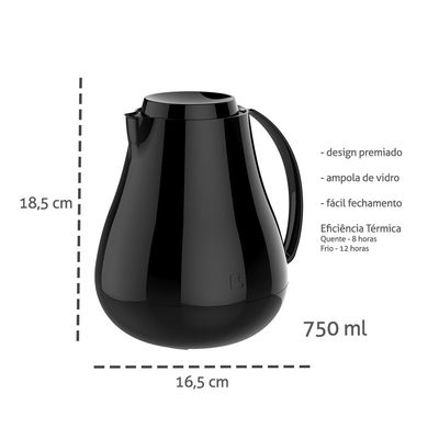 Garrafa Termica Bule Branco e Preto Leite Cafe 400 e 750ml