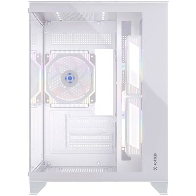 Gabinete Gamer Aquario Clarity Branco Lateral Vidro Fortrek