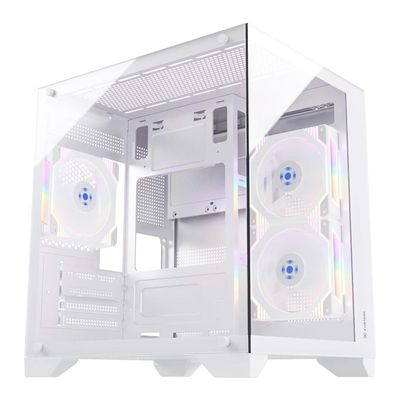 Gabinete Gamer Aquario Clarity Branco Lateral Vidro Fortrek