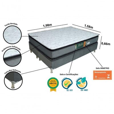 Conjunto Cama Box E Colchão Queen Becflex Pillow