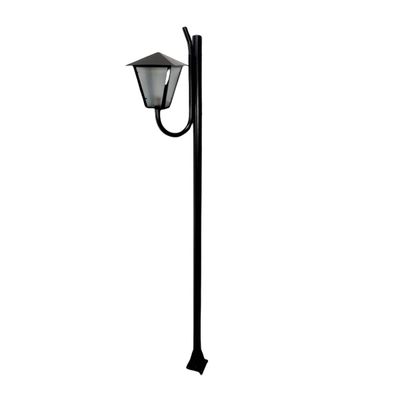 Poste Braço Curvo e Luminária Romana de Jardim Preto 200cm