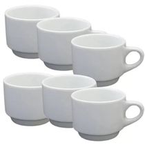 Jogo de Xícara de Chá Sem Pires Empilhavel 200ml - Porcelart