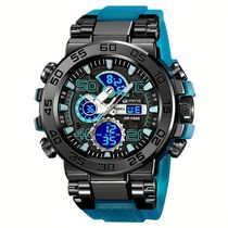 Relógio Digital Resistente à água 50m Duplo Display Alarme Azul Claro