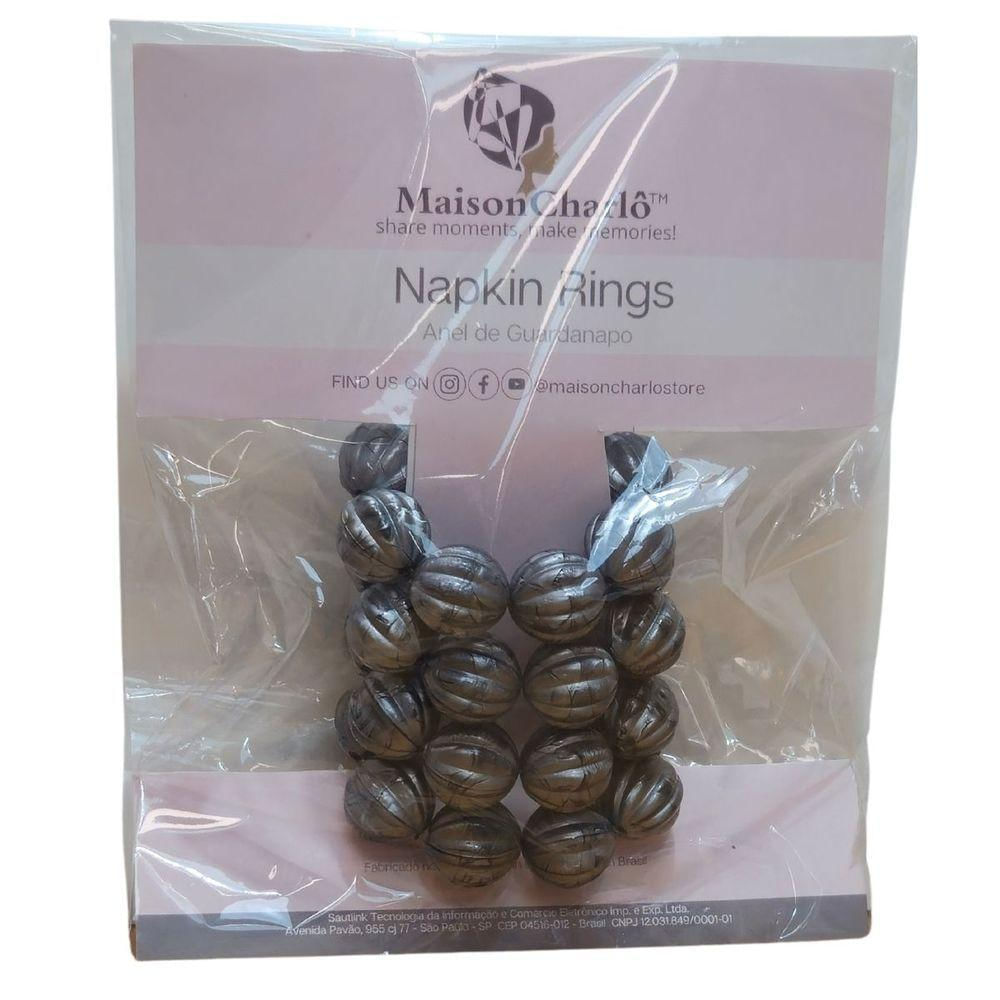 Maison Charlo Kit 4 Argolas De Guardanapos Mística Do Oriente Cinza