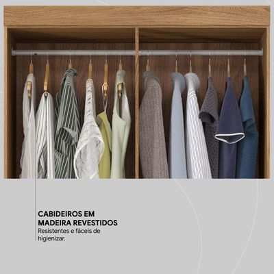 Guarda Roupa Solteiro 4 Portas E 2 Gavetas Almirante Amêndola Touch