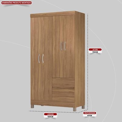Guarda Roupa Solteiro 4 Portas E 2 Gavetas Almirante Amêndola Touch